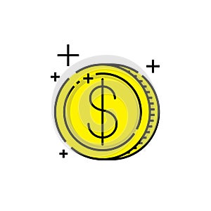 Gold coin line icon
