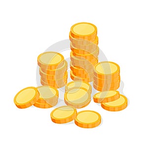 Gold coin. Lots of money isometric view