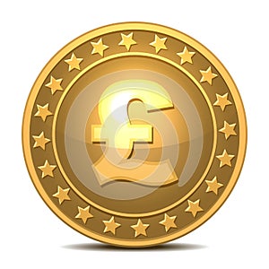 Gold coin with pound sterling sign.