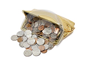 Gold Coin Purse Spilling Coins