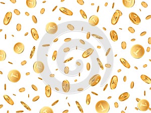 Gold Coin Rain with White Background