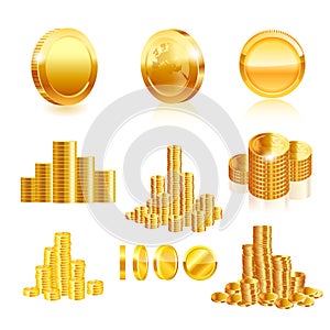 Gold coin set. Vector