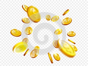 Gold coin splash bingo jackpot win casino poker coins vector 3D background