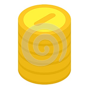 Gold coin stack icon, isometric style
