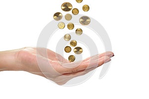 Gold coin stack isolated on white