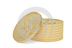 Gold coin stack isolated on white background. 3D illustration