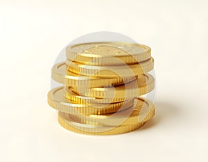 Gold Coin Stack Isolated on White