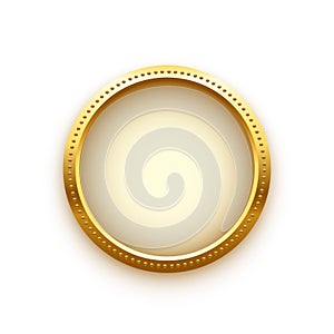 Gold coin vector illustration. 3d realistic golden money cash or treasure sign, isolated shiny medal or premium game