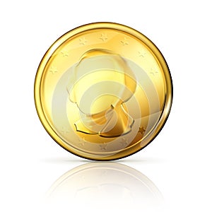 Gold coin on white