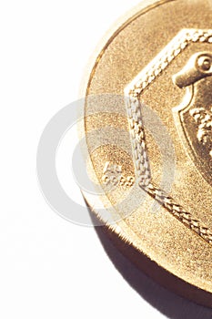 Gold coin on a white background