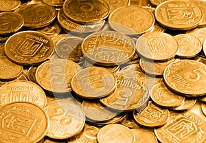 Gold coins as a background or texture