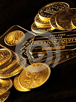 Gold Coins and Bars for Wealth