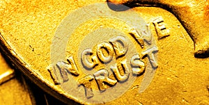 Gold Coins and Bullion In God We Trust Representing Wealth and Success photo