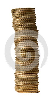 Gold coins with clipping path
