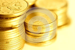 Gold coins close-up photo