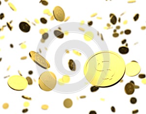 Gold coins 3D raining