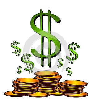 Gold Coins Dollar Sign Clipart