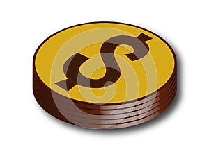 Gold coins and dollar signs