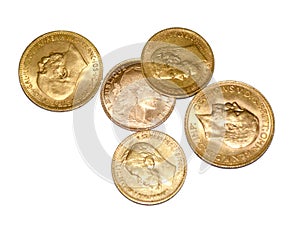 Gold coins of Europe, franks rubles sovereign