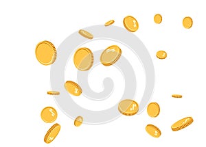 Gold coins explosion flat vector. Gold coins Pattern with the effect floating in the air in a cartoon style for