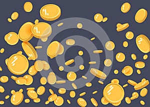 Gold coins explosion flat vector. Gold coins Pattern with the effect floating in the air in a cartoon style for designers . Succes