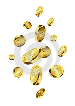 Gold coins explosion. Jackpot concept.