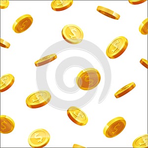 Gold coins falling 3d realistic vector coin icon with shadows on white eps 10nn