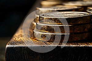 Gold coins stack representing welth. Generative Ai
