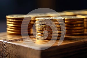 Gold coins stack representing welth. Generative Ai