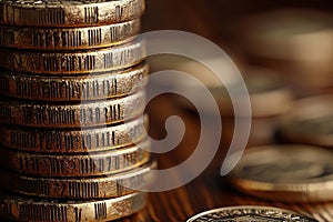 Gold coins stack representing welth. Generative Ai