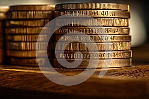 Gold coins stack representing welth. Generative Ai