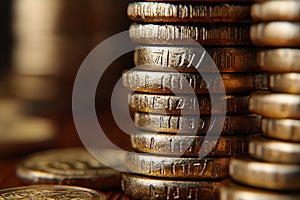 Gold coins stack representing welth. Generative Ai