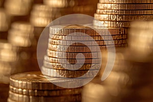 Gold coins stack representing welth. Generative Ai