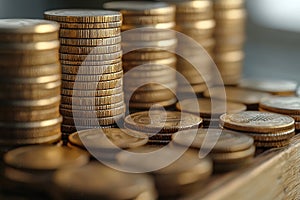 Gold coins stack representing welth. Generative Ai