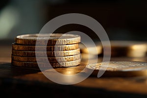 Gold coins stack representing welth. Generative Ai