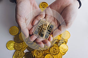 Gold coins stacks is representing riches and wealth management. Coin stack growing and find out the way to get a return on