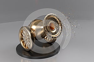 Gold color ball realiatic render mock up