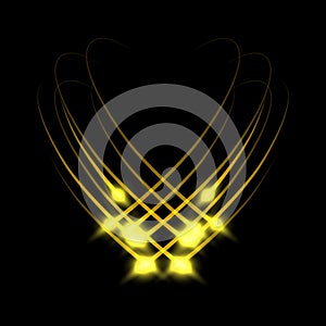 Gold color circle glowing light effect for your design. Vector illustration.