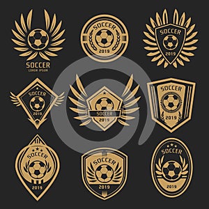 Gold color soccer logo