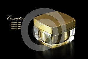 Gold colored blank cosmetic container for face cream moisturizer