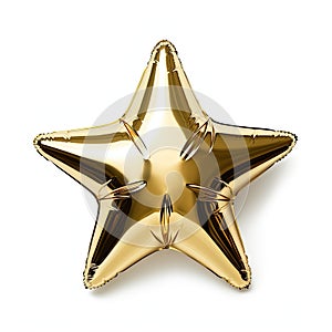 Gold-colored foil air star on a white background