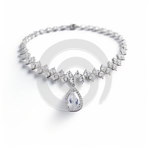 Elegant White Gold Necklace With Oval Diamond - Shilin Huang Style