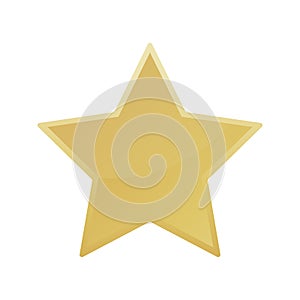 Gold colored star shape. Medal award, winning 3d elemrnts. Vector illustration