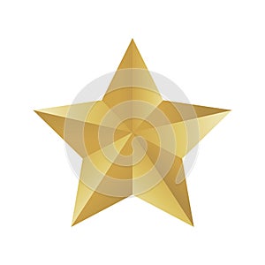 Gold colored star shape. Medal award, winning 3d elemrnts. Vector illustration