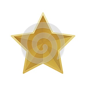 Gold colored star shape. Medal award, winning 3d elemrnts. Vector illustration