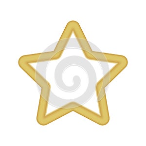 Gold colored star shape. Medal award, winning 3d elemrnts. Vector illustration