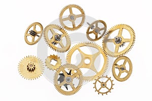 Gold-coloured cogwheels