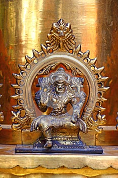 Gold columns element. Shiva Temple
