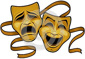 Gold Comedy And Tragedy Theater Masks photo
