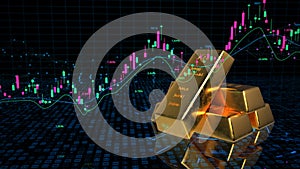 Gold Commodity Trading Stocks Candlestick Chart. 3D illustration